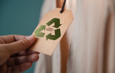 A sustainable label on a clothing tag