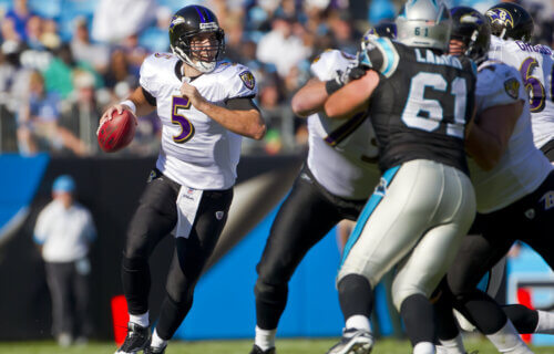 Joe Flacco in a Ravens vs. Panthers game in 2010