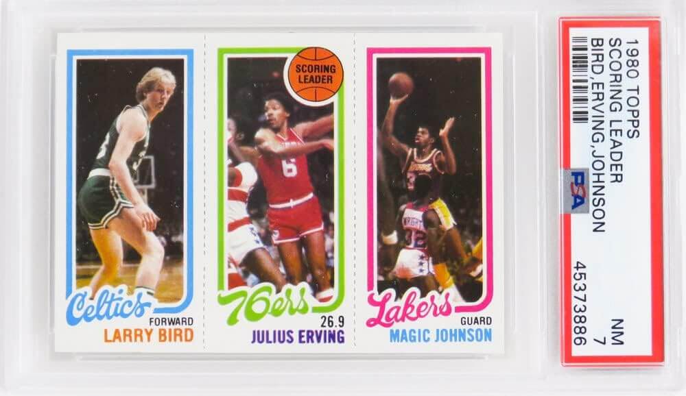 1980 Topps Larry Bird, Magic Johnson, Julius Erving