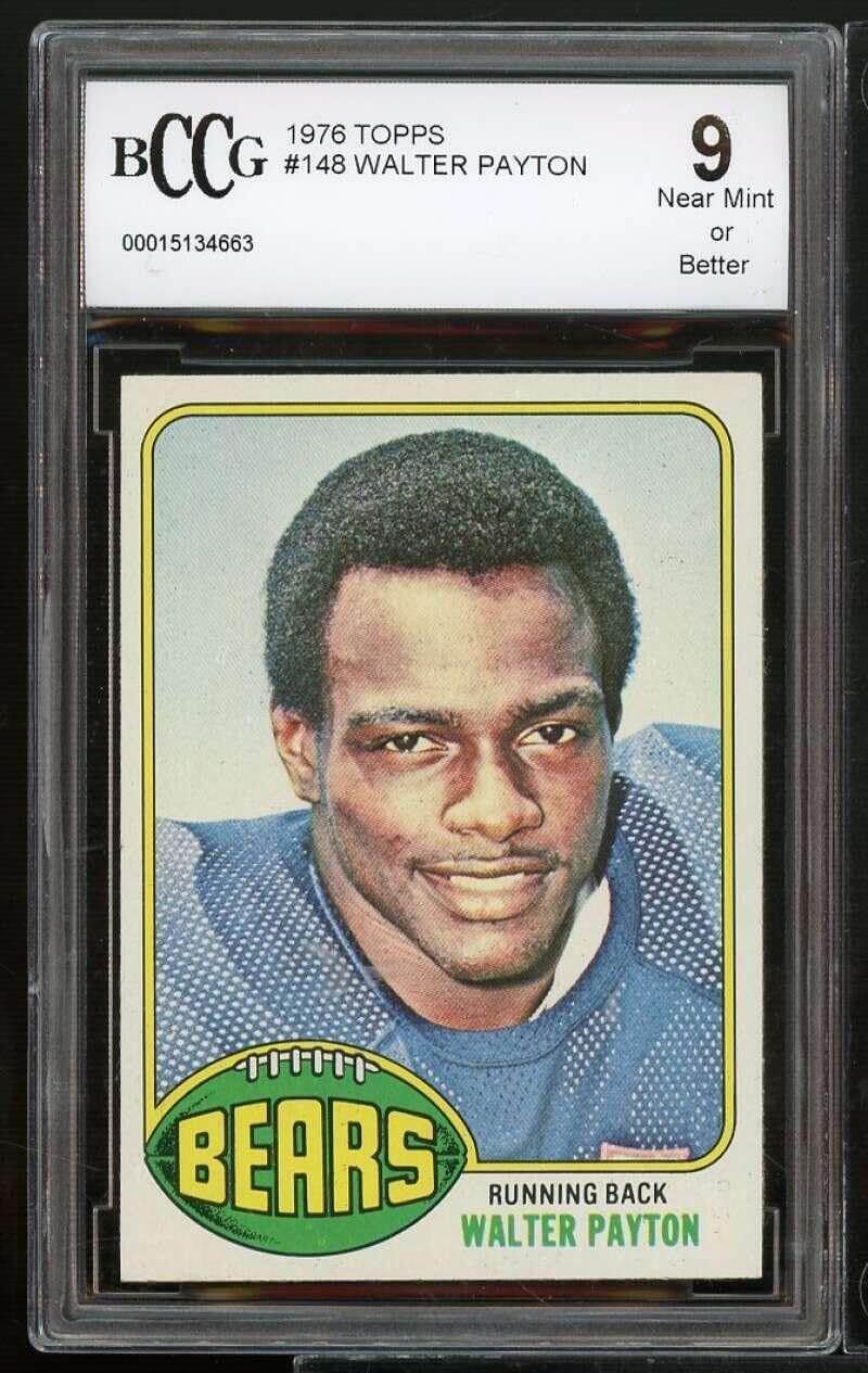 1976 Topps #148 Walter Payton Rookie Card BGS BCCG 9 Near Mint+, Unsigned