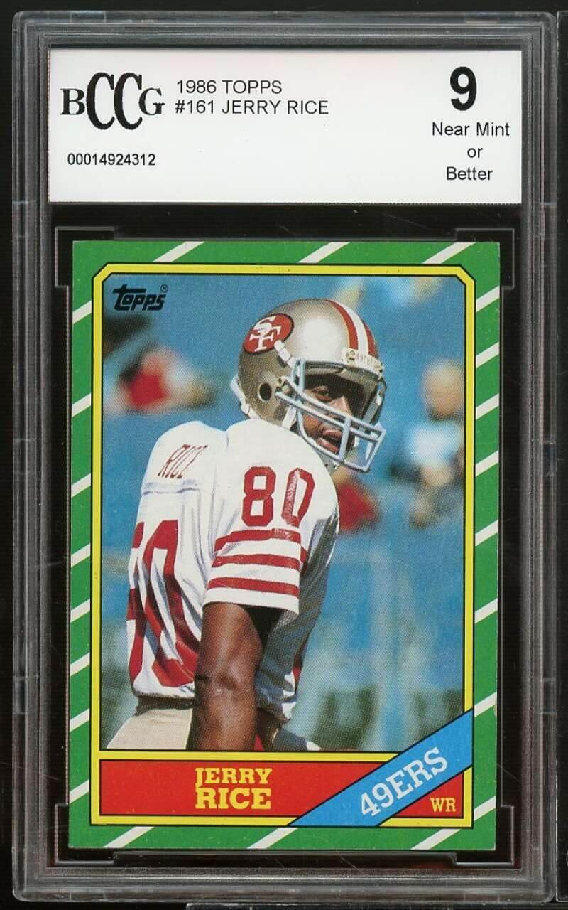 1986 Topps #161 Jerry Rice Rookie Card BGS BCCG 9 Near Mint+