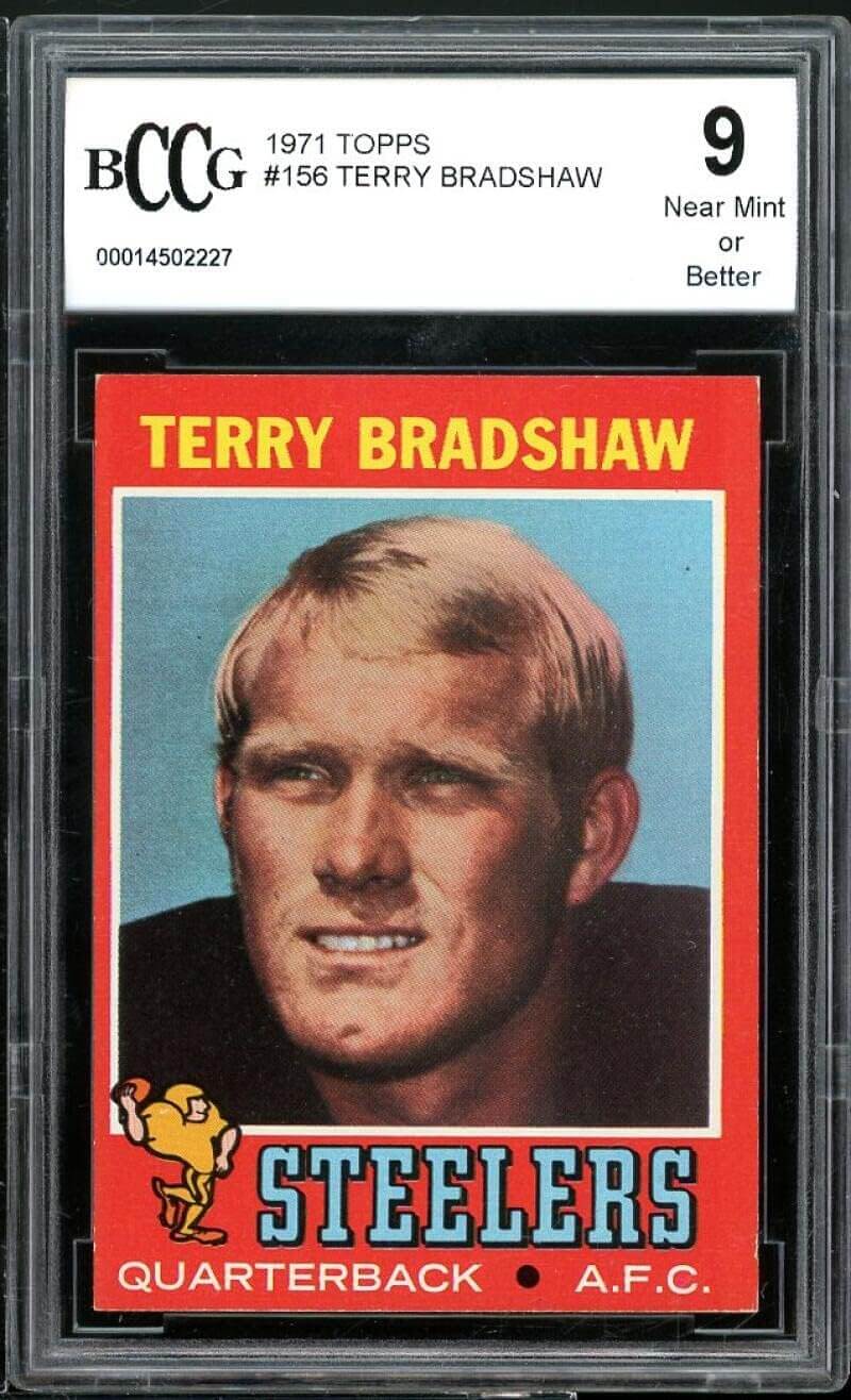 1971 Topps #156 Terry Bradshaw Rookie Card BGS BCCG 9 Near Mint+
