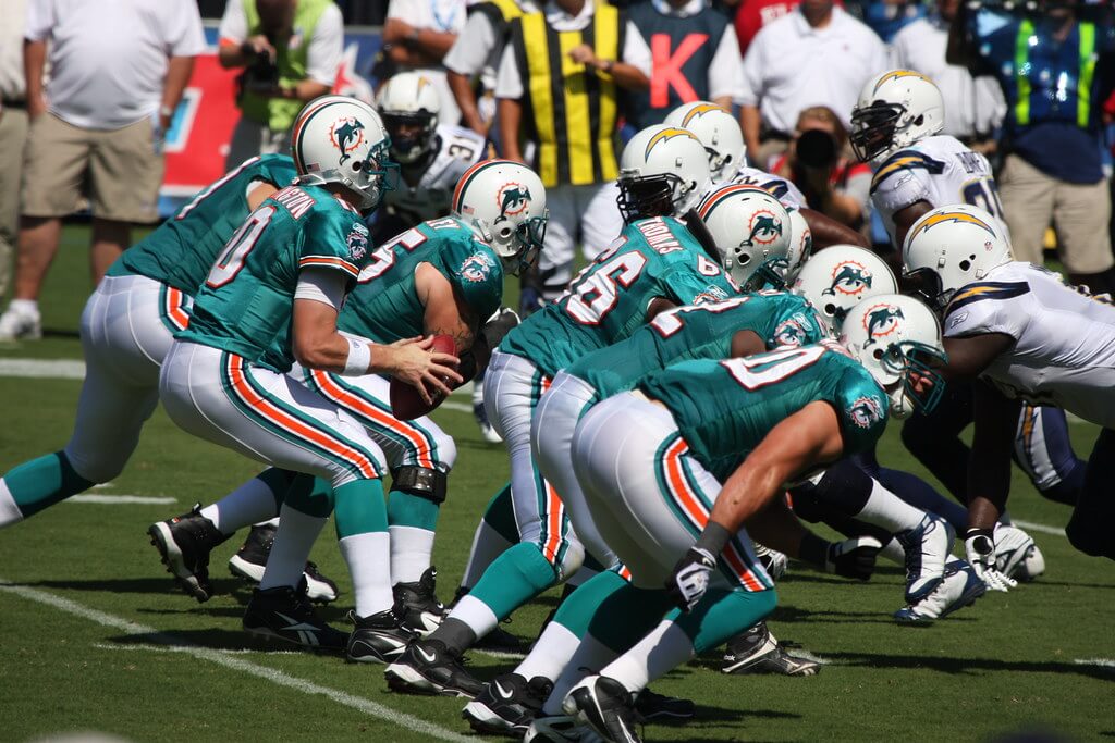 Miami Dolphins playing offense