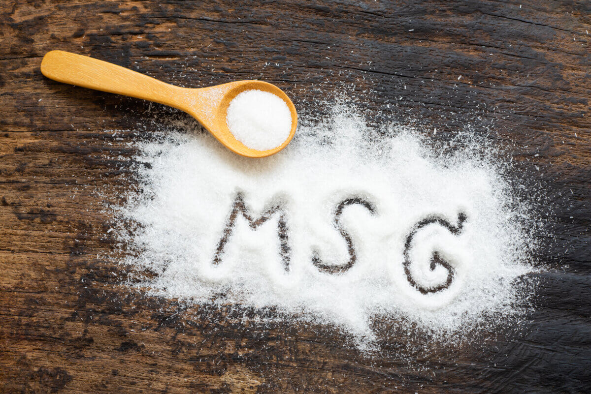 Monosodium glutamate, MSG on a spoon