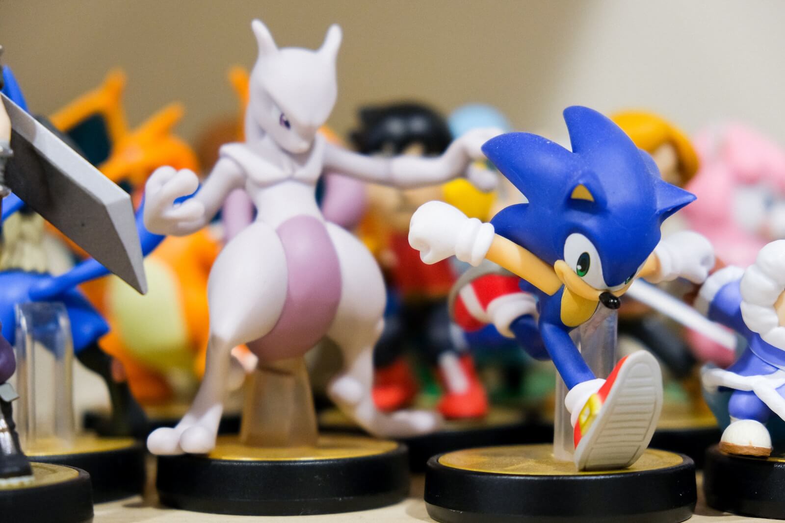 Mewtwo and Sonic figurines