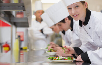 Culinary students in class