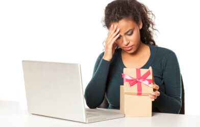 A woman disappointed with her gift