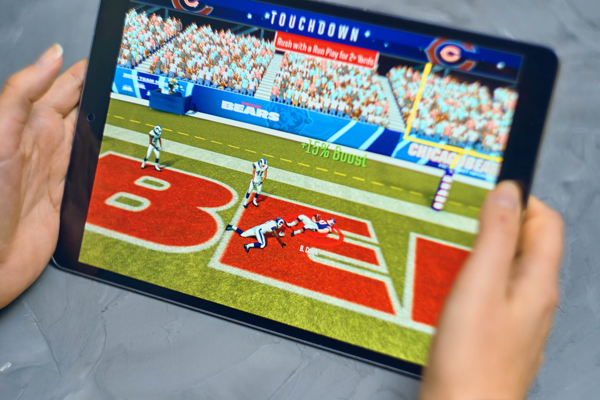 A Madden mobile game on a tablet