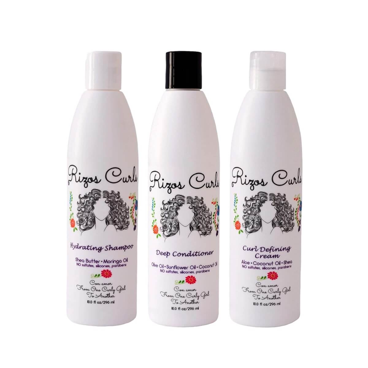 Rizos Curls Hydrating Shampoo, Deep Conditioner & Curl Defining Cream