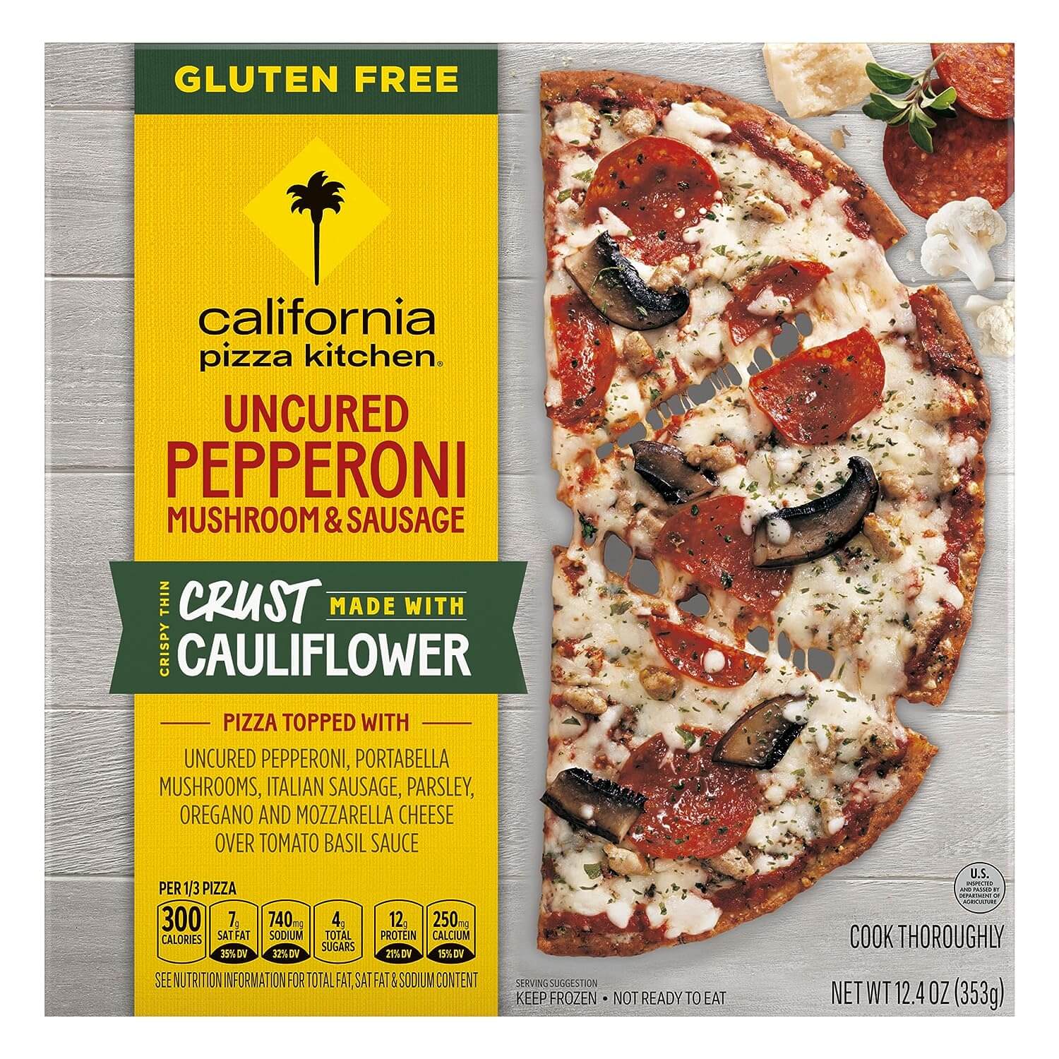 CPK Uncured Pepperoni, Mushroom & Sausage Cauliflower Crust Pizza