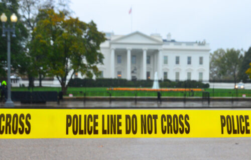 The White House behind police crime scene tape