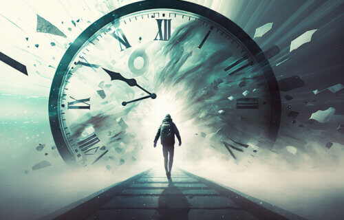 Time travel concept, time traveler