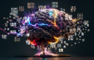 concept of a human brain full of memories