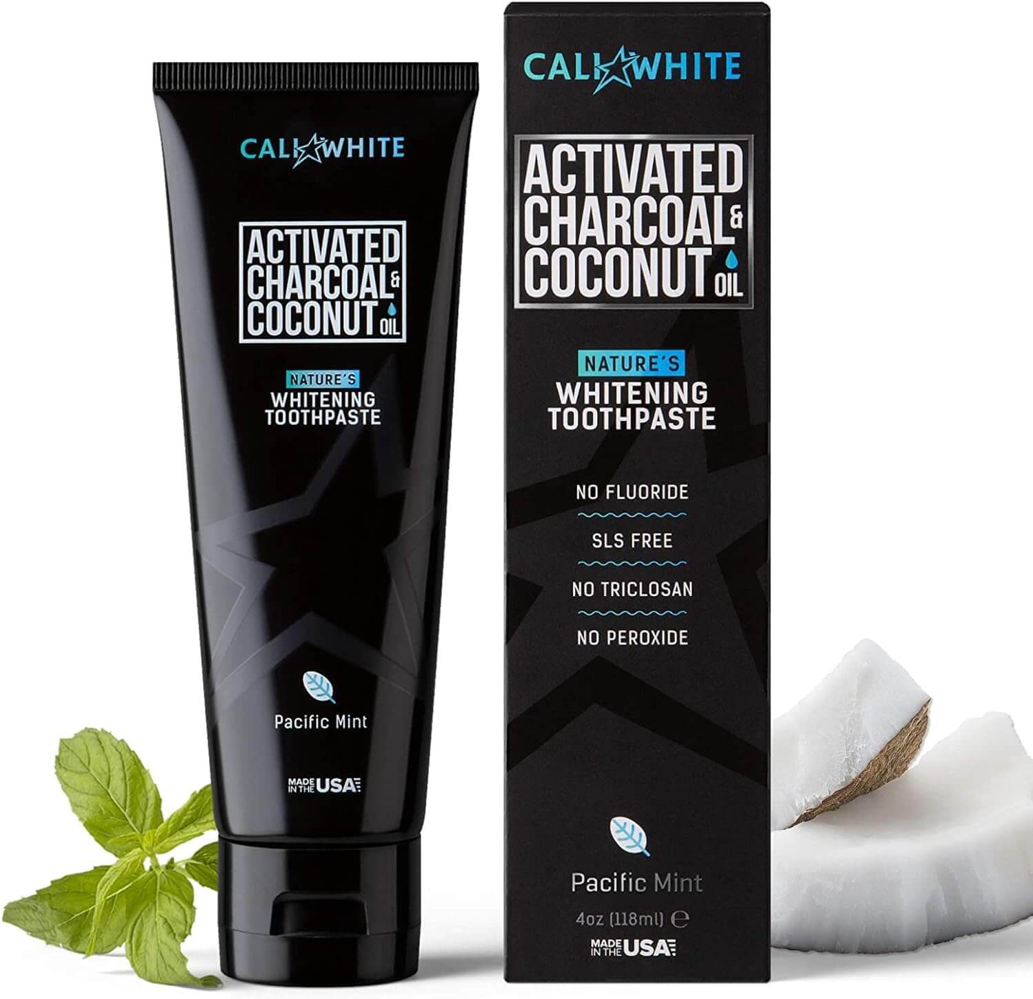Cali White Activated Charcoal & Organic Coconut Oil Whitening Toothpaste