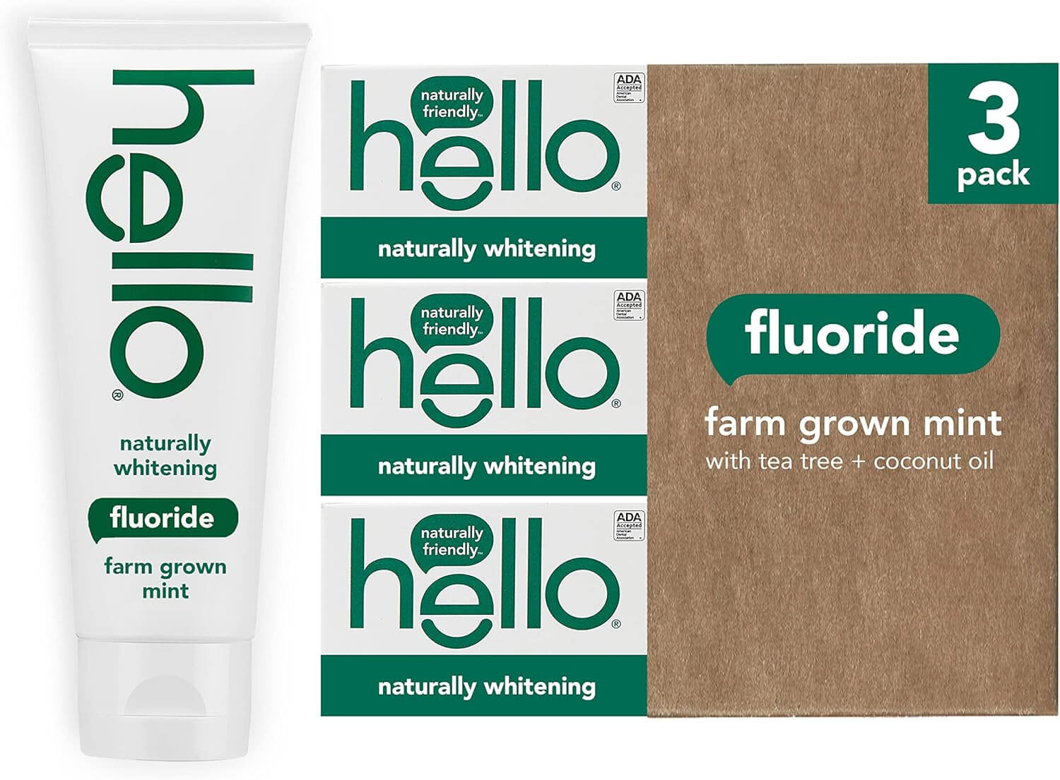 Hello Naturally Whitening Farm Grown Mint Fluoride Toothpaste