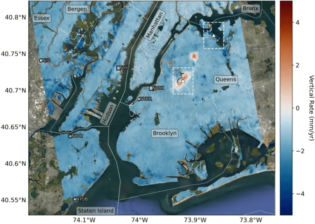 NYC sinking map
