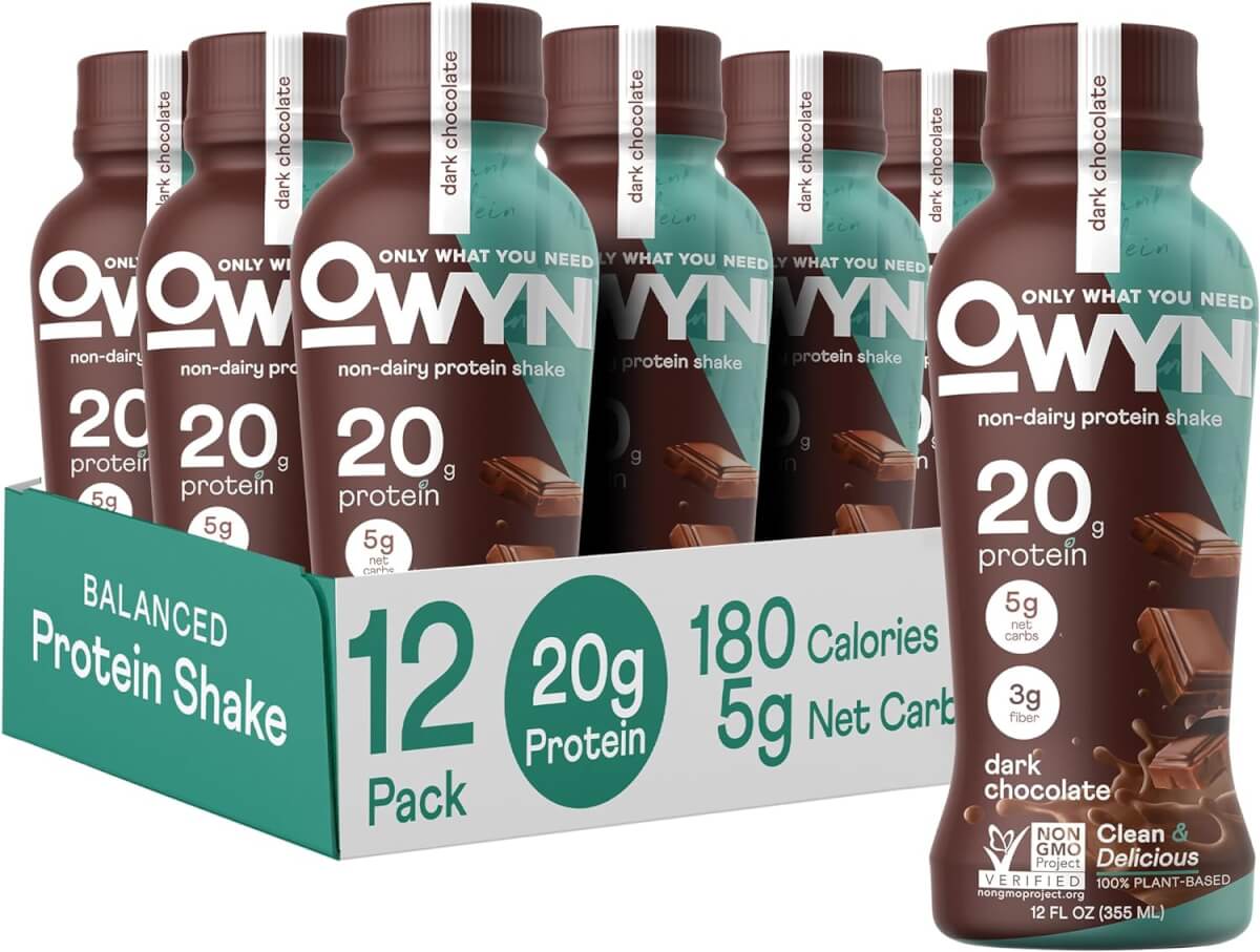 Owyn Plant Based Protein Shake in Dark Chocolate Flavor