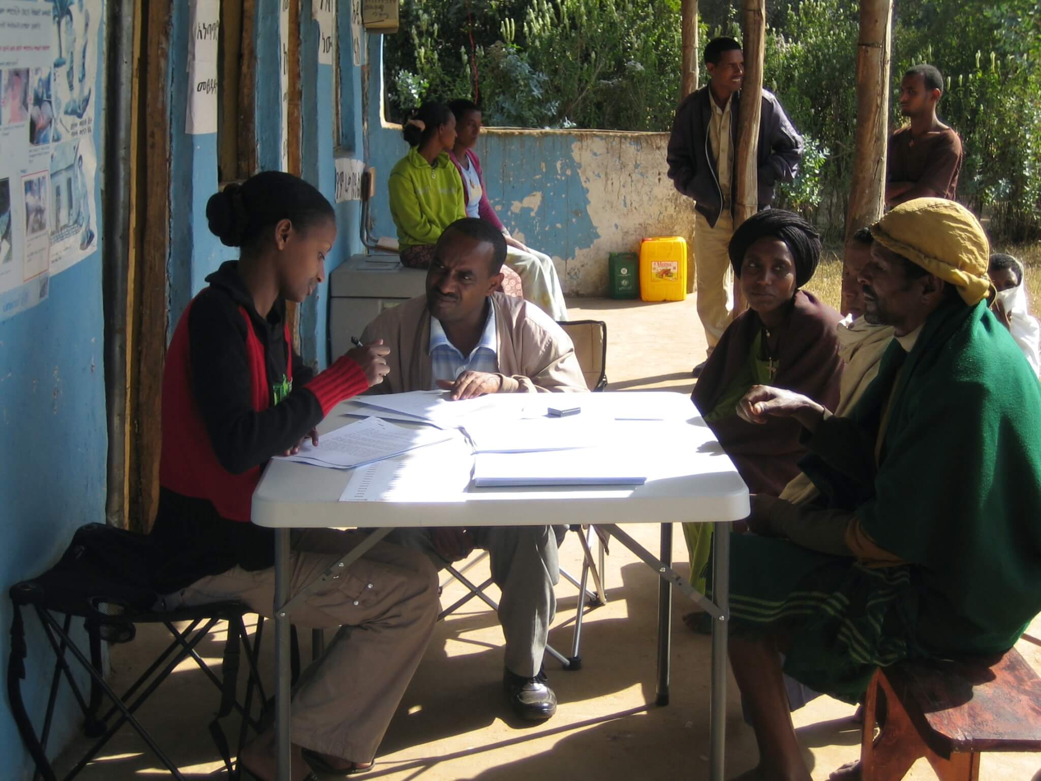 Members of Tishkoff's research team collecting ethnograpgic information from participants in Ethiopia