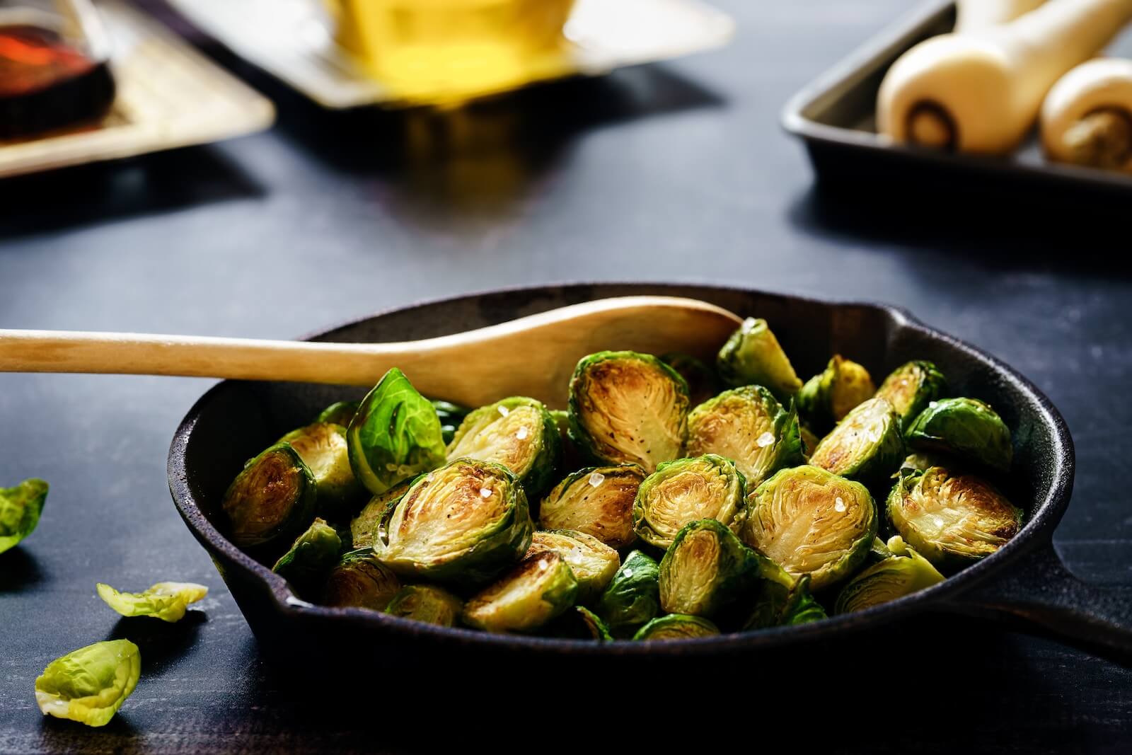 A bowl of roasted Brussels sprouts