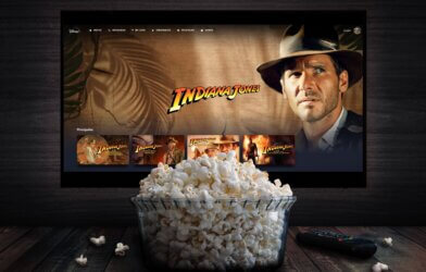 Indiana Jones movies and a bowl of popcorn