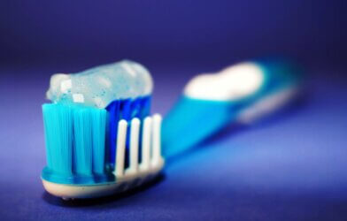 Closeup of Toothbrush With Toothpaste
