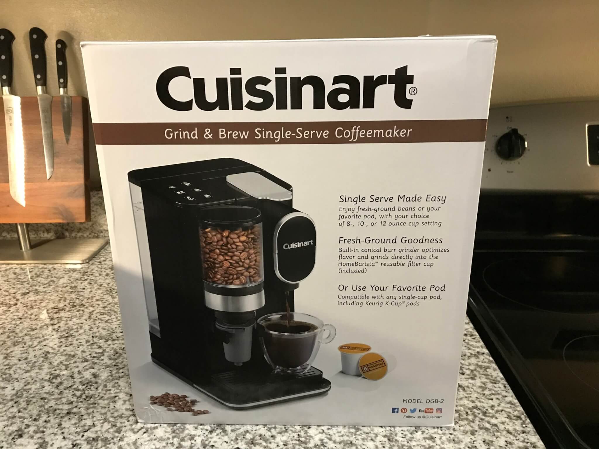 Cuisinart Single Serve Coffee Maker + Coffee Grinder in box