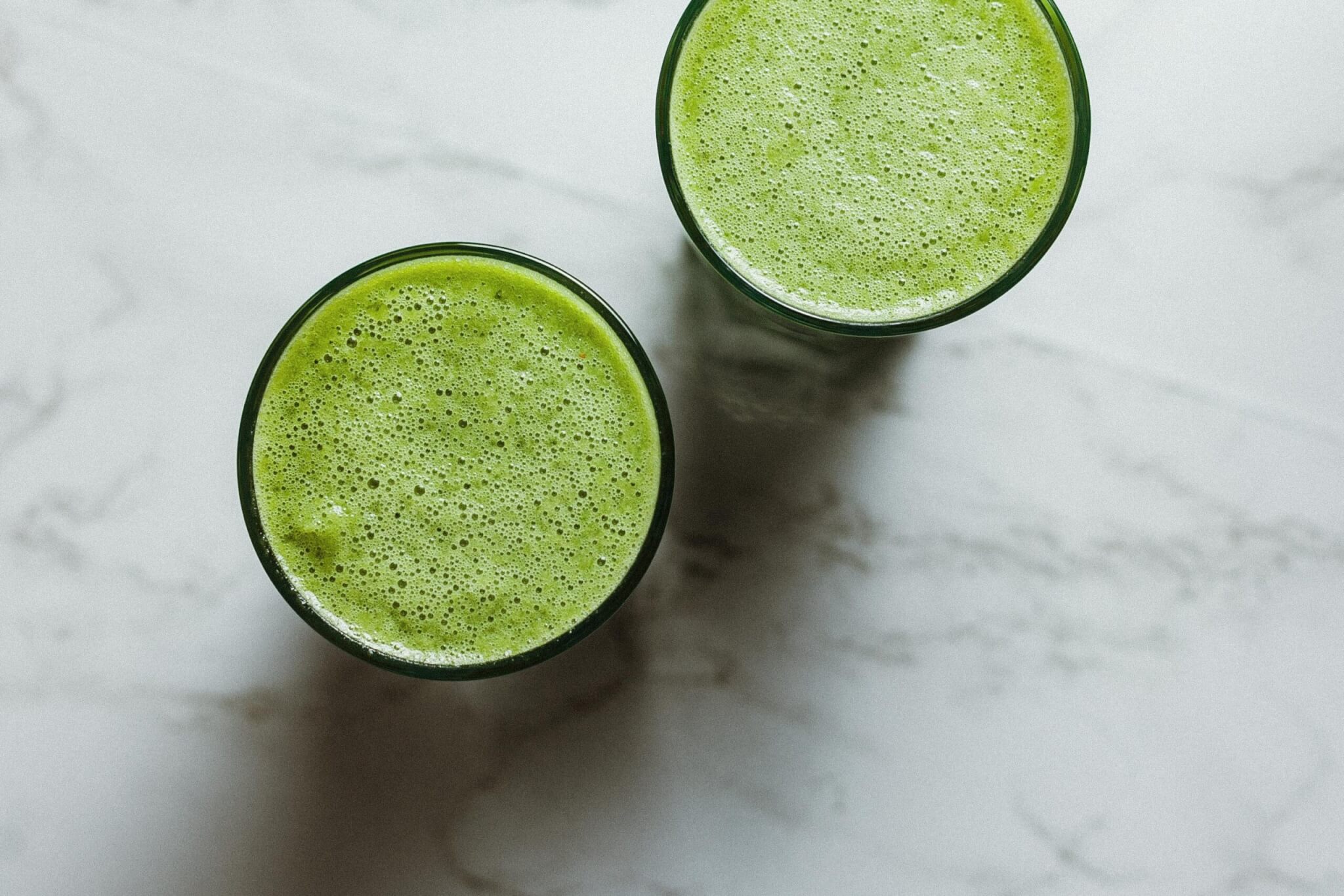 Green drinks in a glass