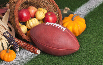 Thanksgiving football with a cornucopia