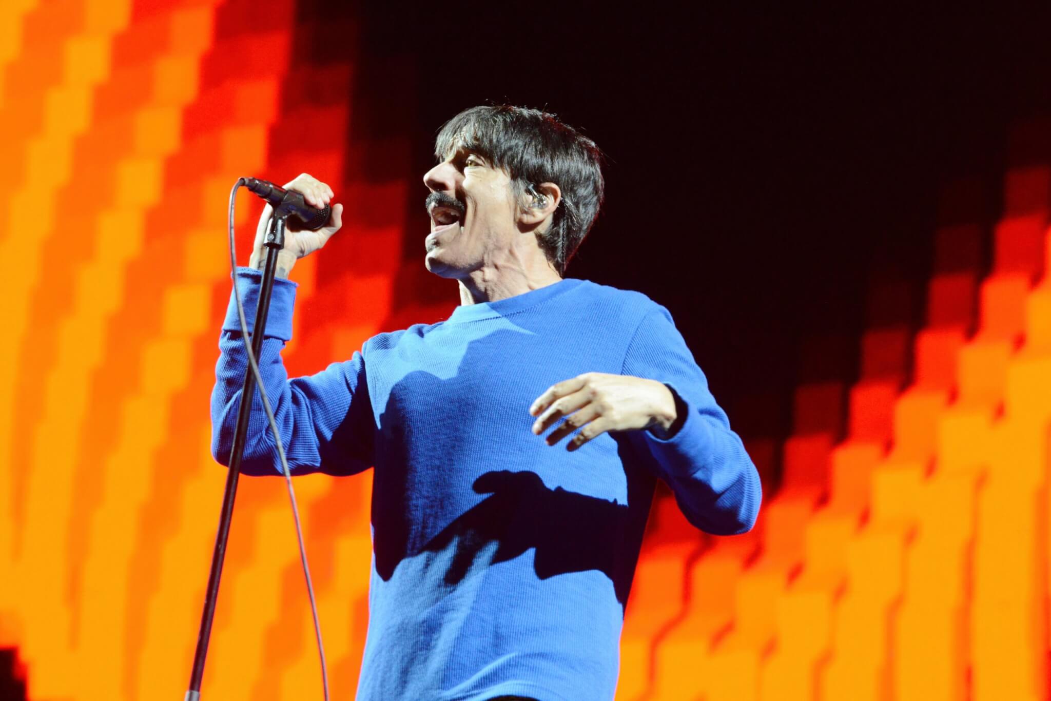 Red Hot Chili Peppers' lead signer, Anthony Kiedis performing in 2023