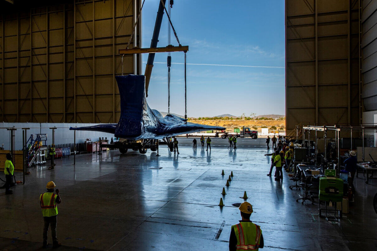 NASA's X-59 in a hangar