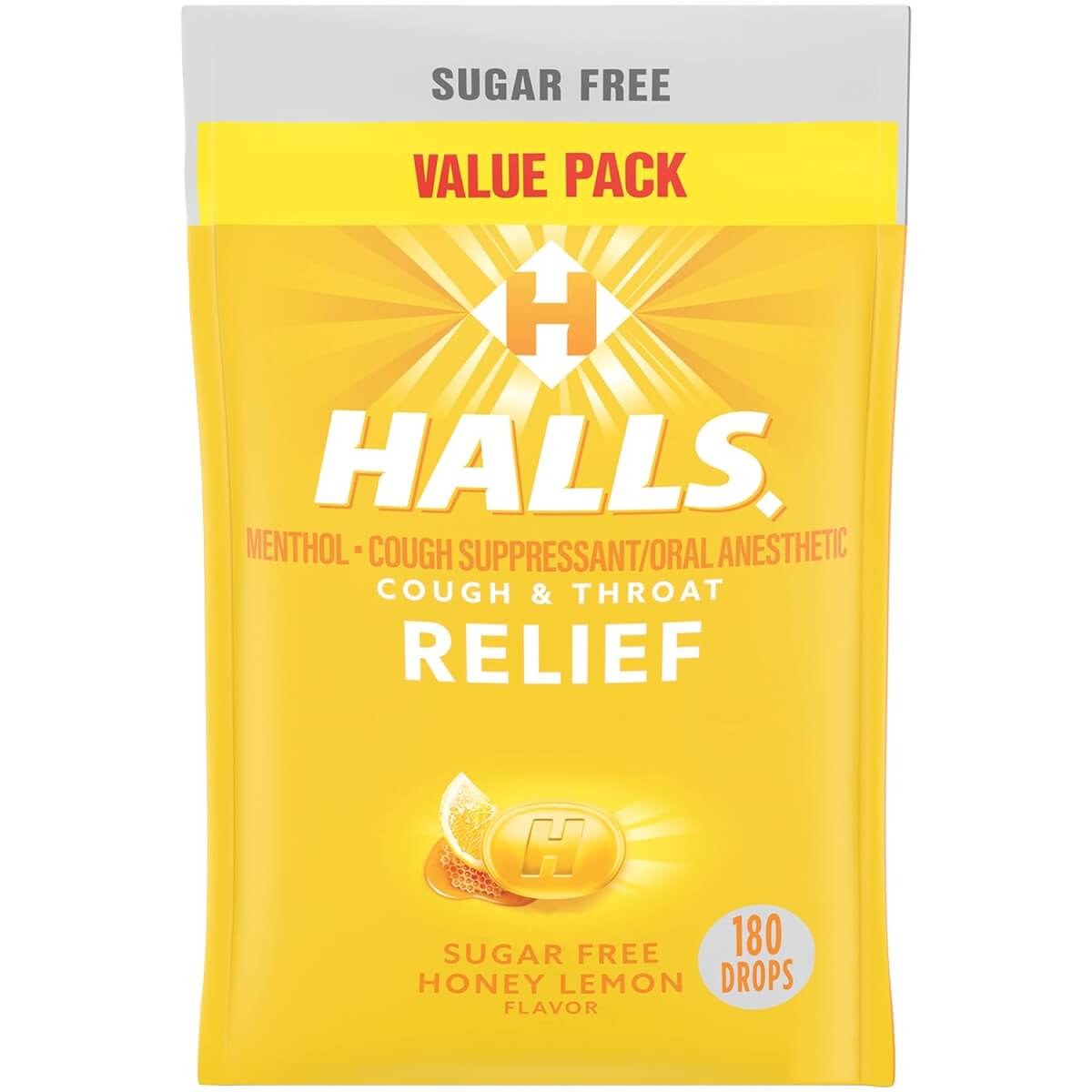 Halls Relief Honey Lemon Sugar Free Cough Drops