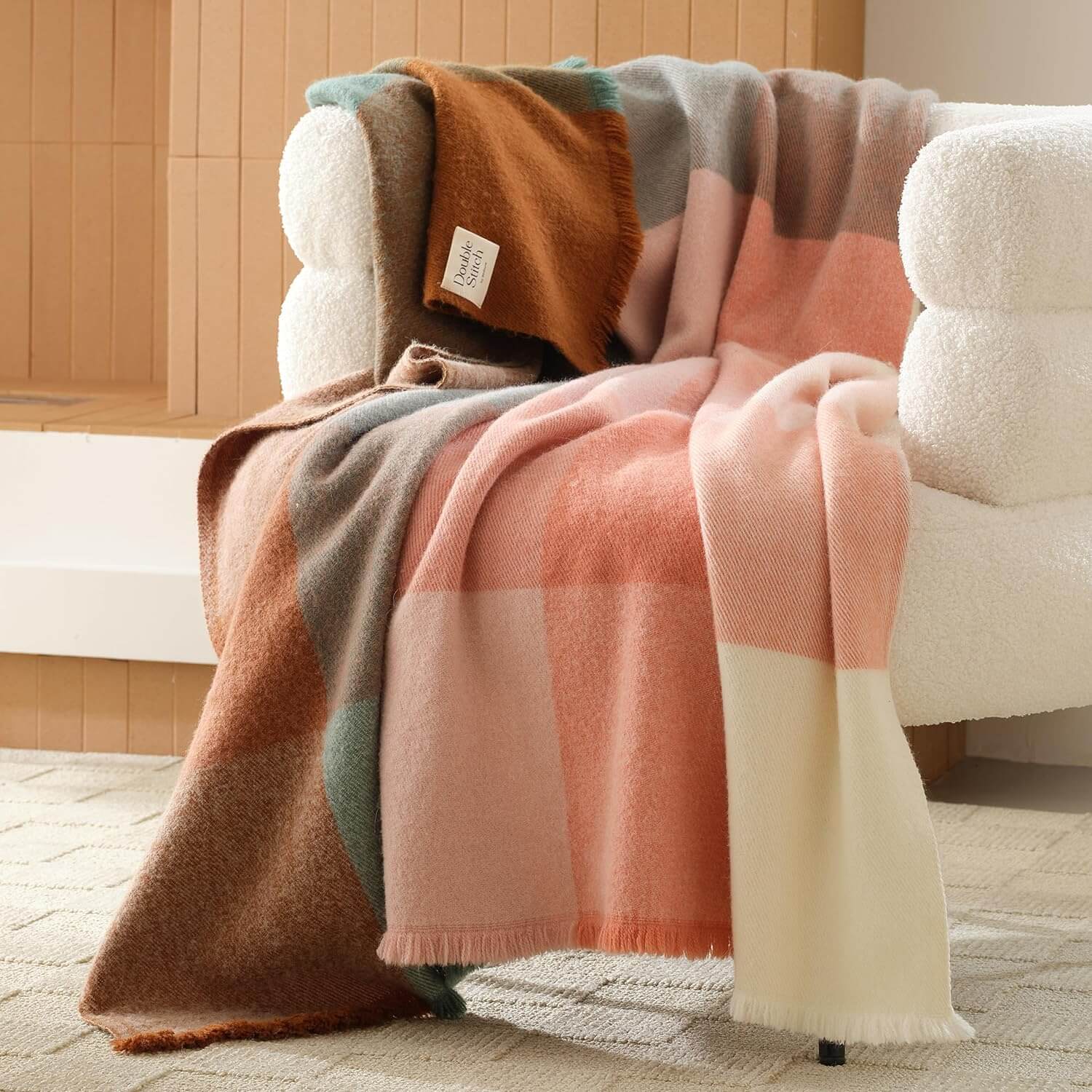 Double Stitch by Bedsure Alpaca Wool Throw Blanket