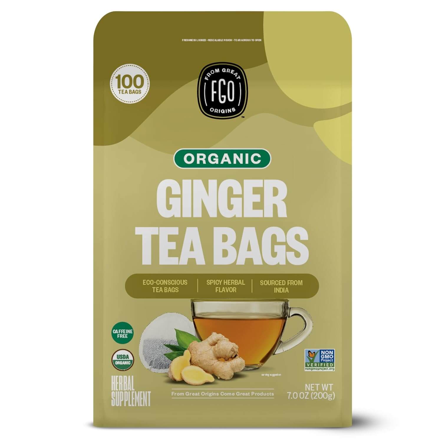 FGO Organic Ginger Tea, Eco-Conscious Tea Bags