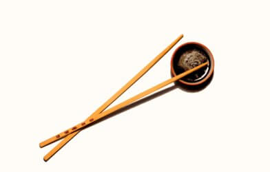 Soy sauce and chopsticks