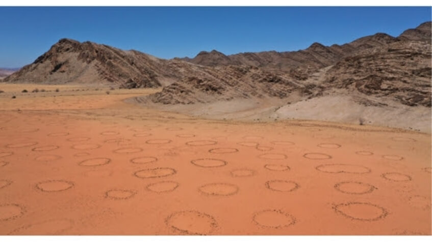Fairy-circle ring pattern in Giribes, Namibia in a dry year