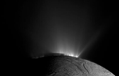 Water from the subsurface ocean of Saturn’s moon Enceladus sprays from huge fissures out into space. NASA’s Cassini spacecraft, which captured this image in 2010, sampled icy particles and scientists are continuing to make new discoveries from the data