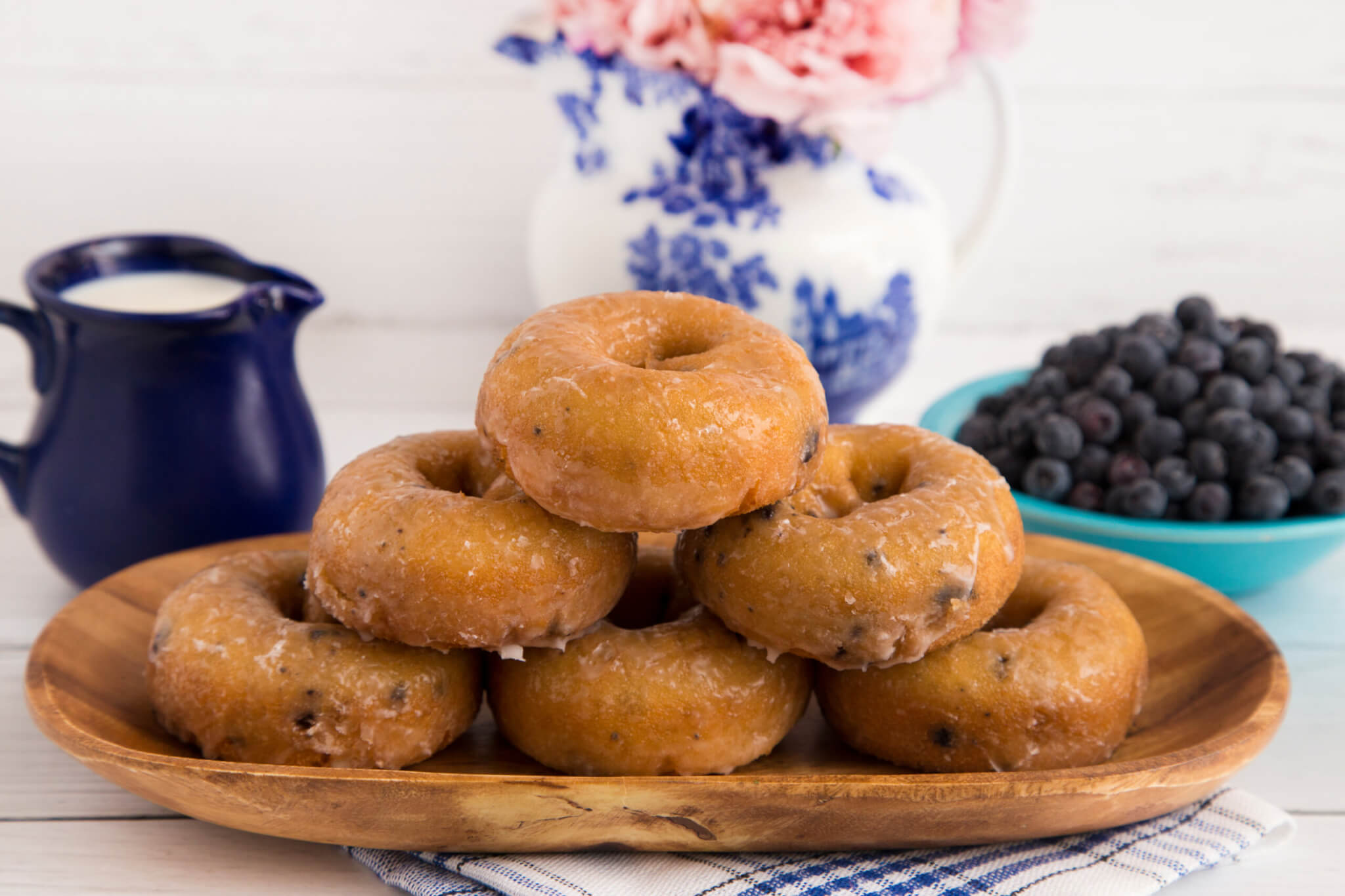Glazed blueberry donuts