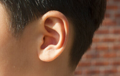 Ear of young boy.