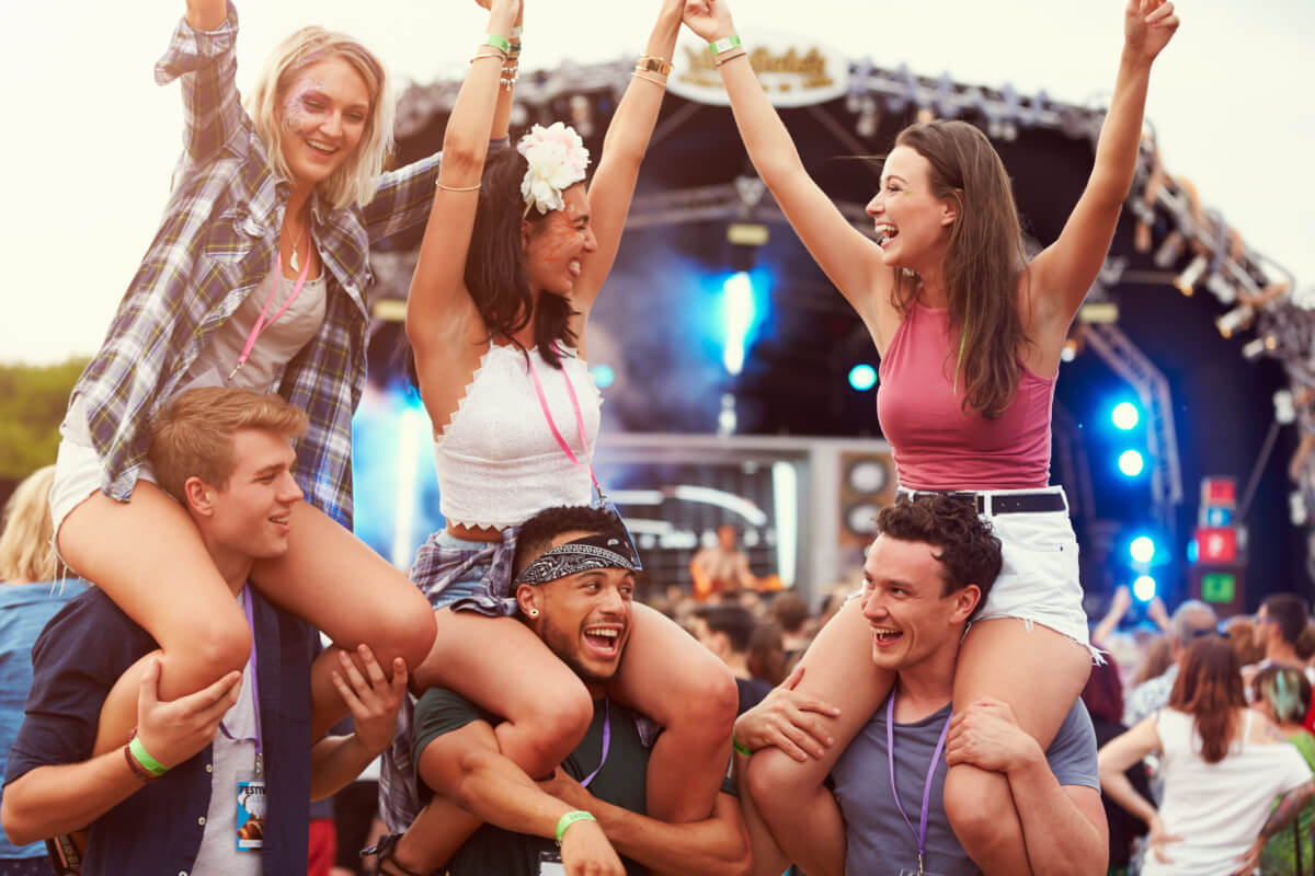 Friends at a music festival