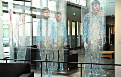 Star Trek sculpture by Devorah Sperber, Spock, Kirk and McCoy: Beaming-In (In-Between), Microsoft, Studio D, Redmond, Washington