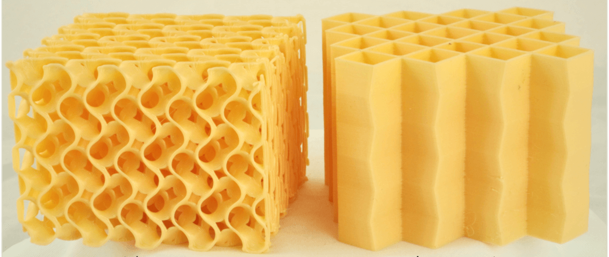 In laboratory tests, a new design for padding, right, outperformed more conventional technologies like a foam, left, made out of the same springy material