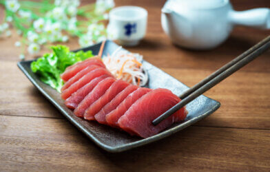 Tuna sashimi on a plate