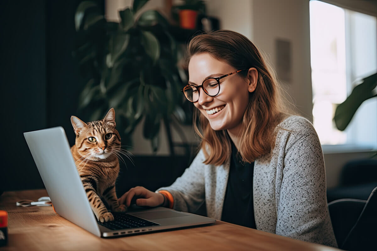 Carefree cat sitting on owner's laptop