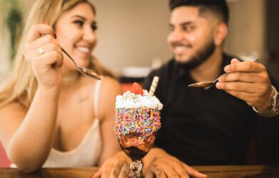 couple eating dessert