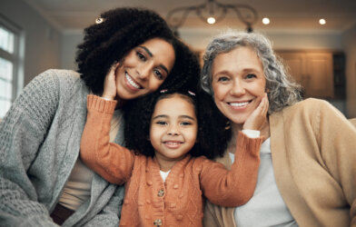 Girl with mother and grandmother