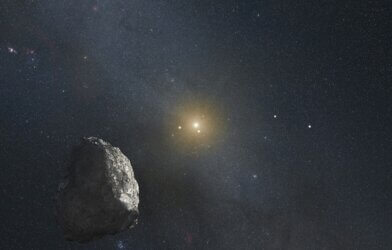 This is an artist's impression of a Kuiper Belt object (KBO), located on the outer rim of our solar system at a staggering distance of 4 billion miles from the Sun
