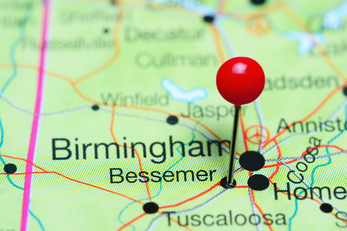 Bessemer, Alabama pinned on a map