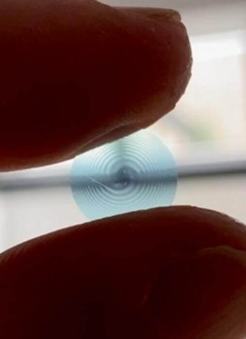 The new lens could be used on contact lenses (shown), in intraocular implants for cataracts and to create new types of miniaturized imaging systems. 
