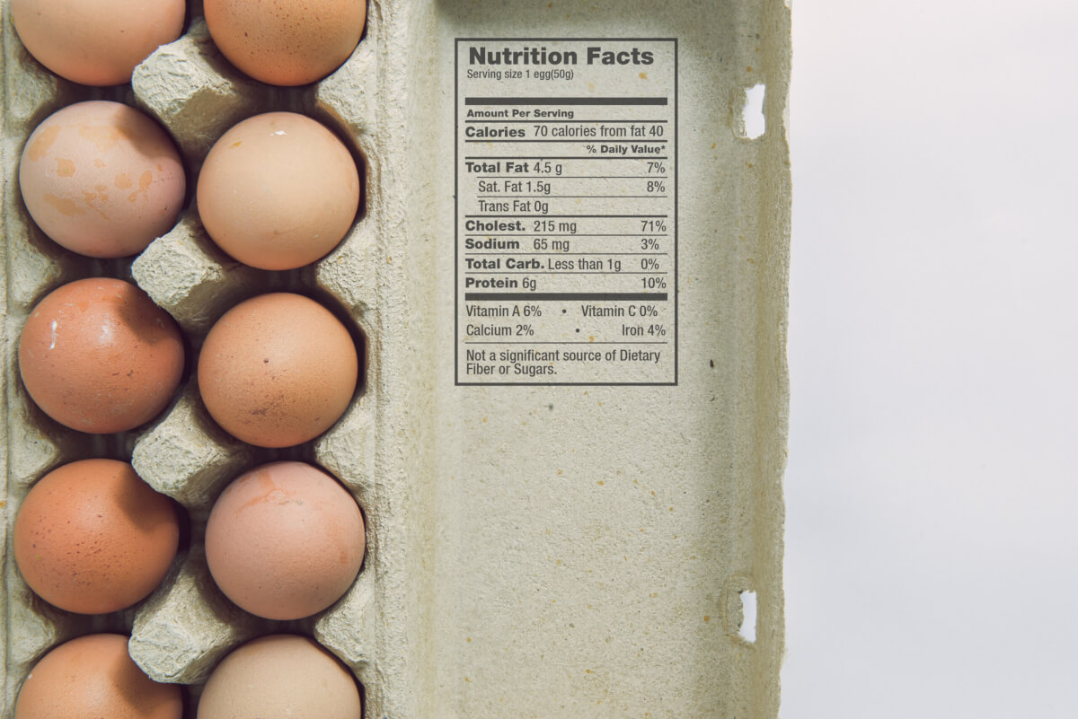 Carton of eggs with nutrition facts