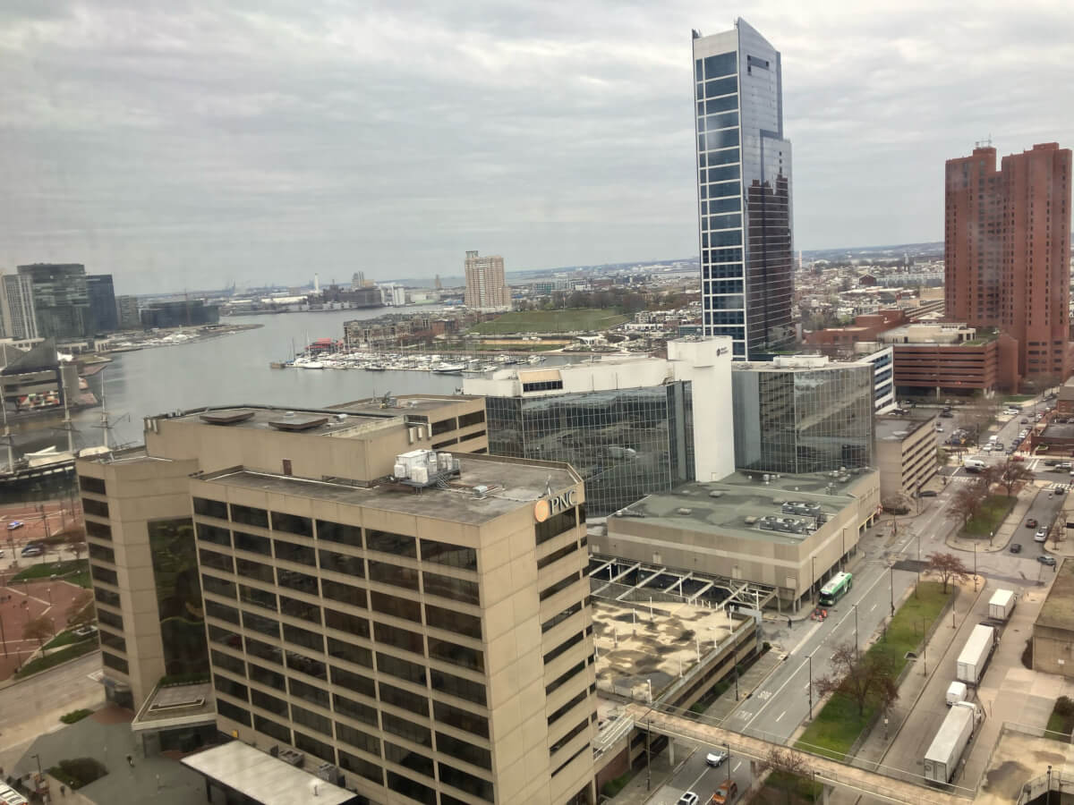View of downtown Baltimore skyline from Rita Piel's office